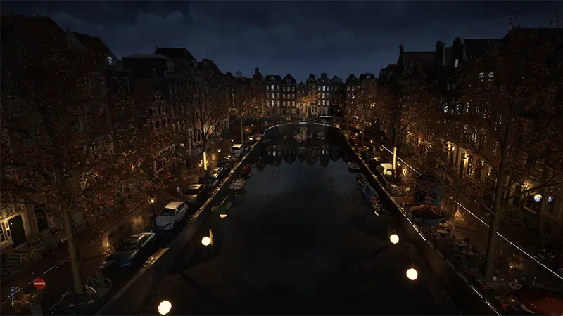 Amsterdam canal at night